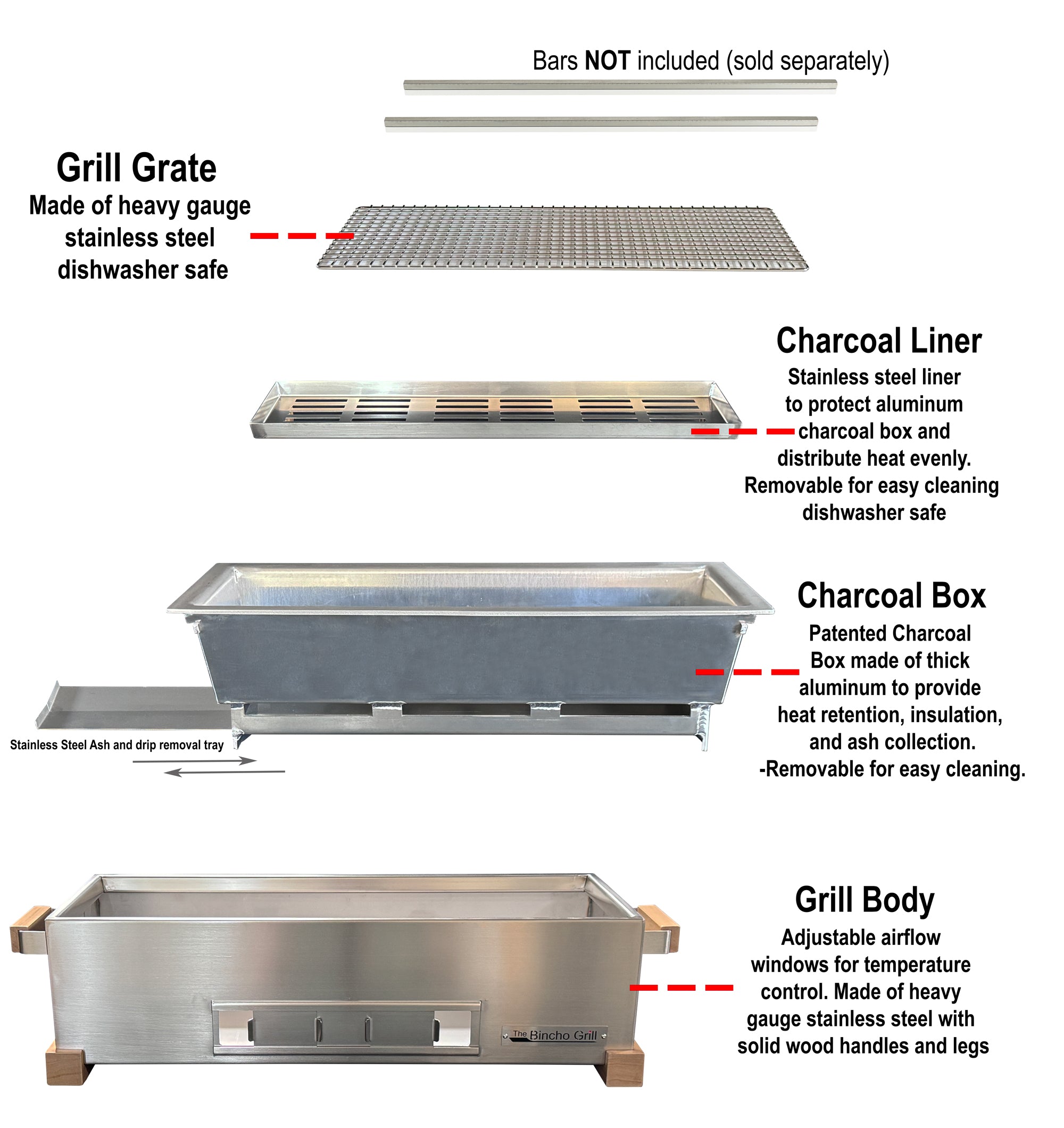 24"-W* Yakitori Tabletop - Wide Body Charcoal Grill