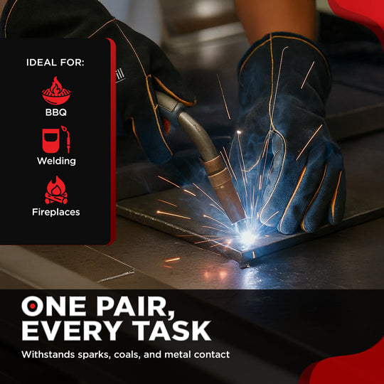 Heat Gloves – Cowhide Leather Safety Working Gloves (14”)