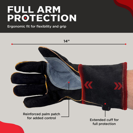 Heat Gloves – Cowhide Leather Safety Working Gloves (14”)
