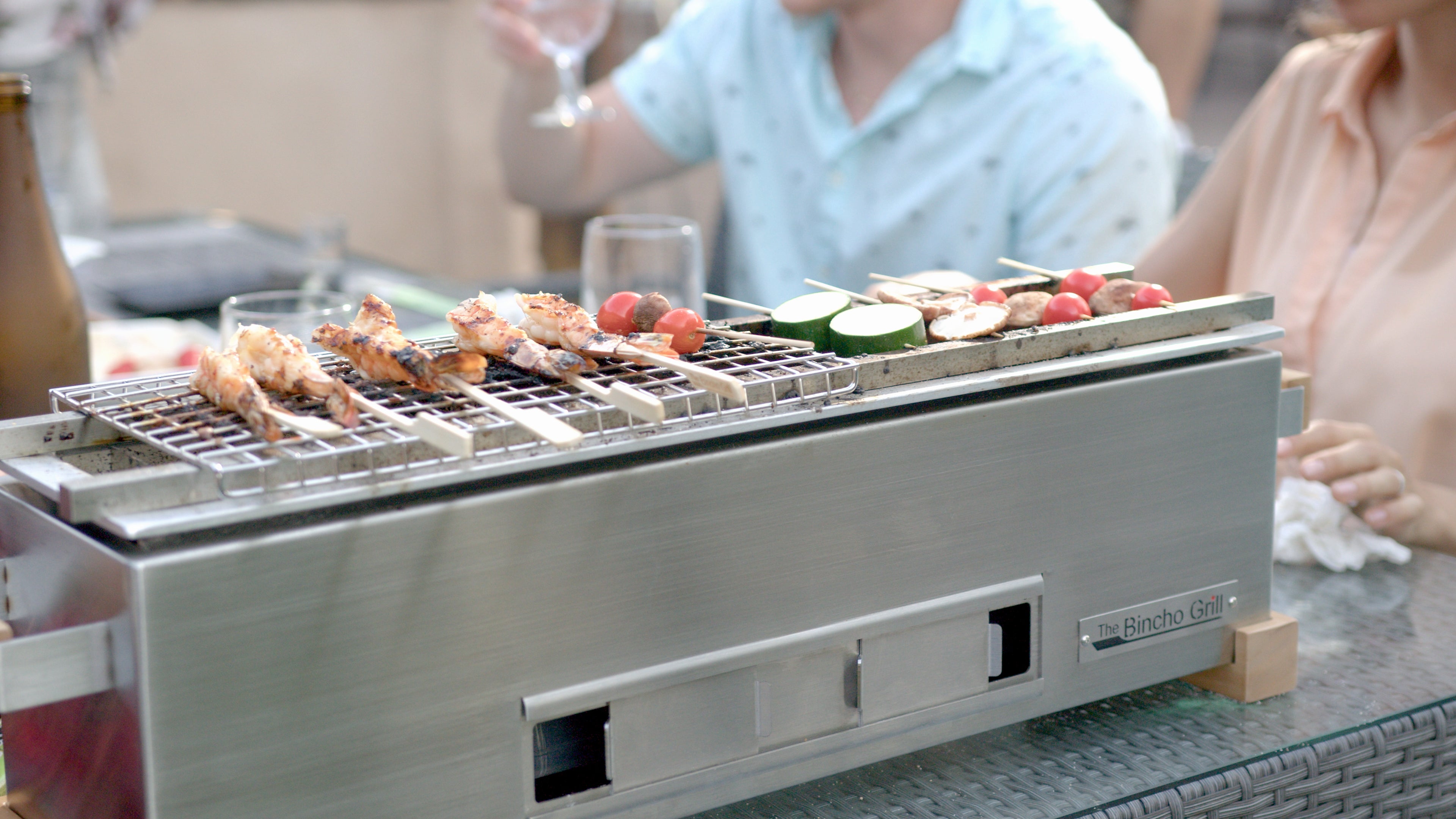 The Bincho Grill, table surface stays cool.