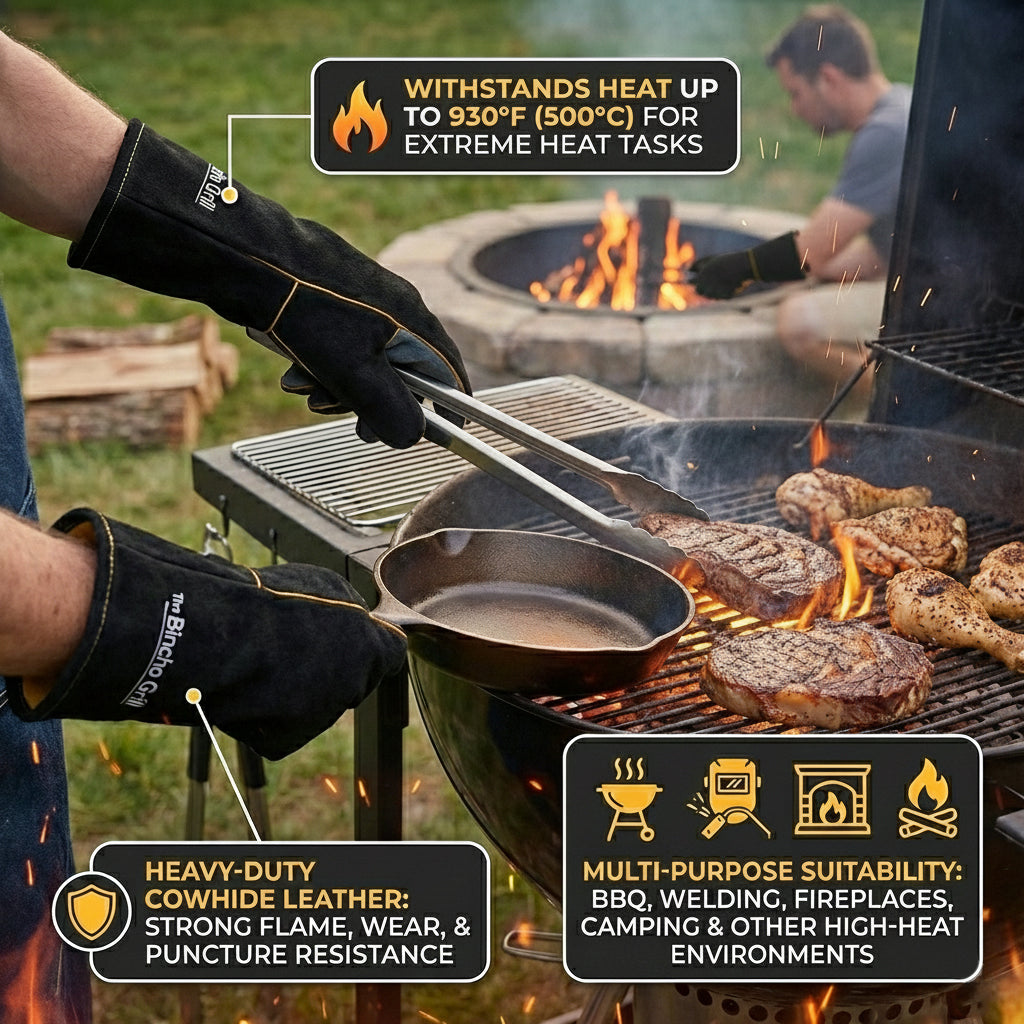 Heat Gloves – Cowhide Leather Safety Working Gloves (14”)