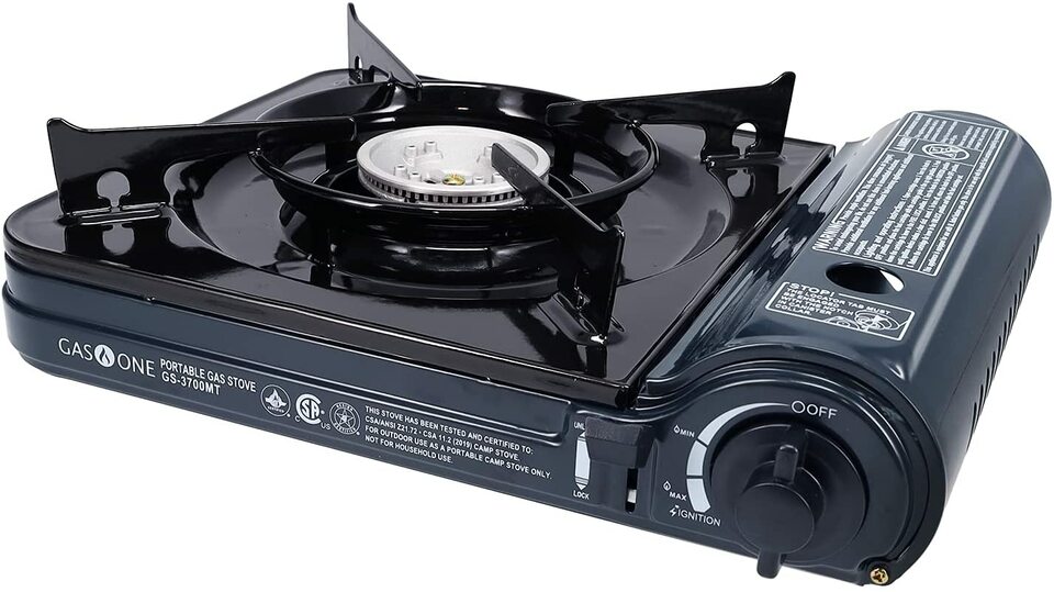 10,000 BTU Portable Butane Stove & 4 Pk Butane Canister Bundle