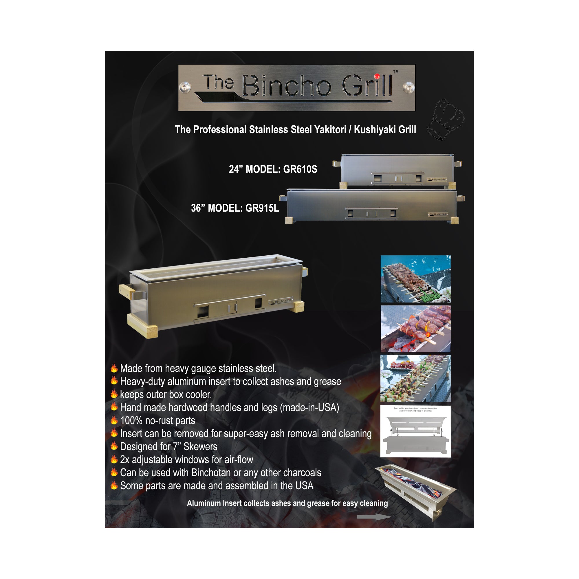 24" Yakitori Tabletop Charcoal Grill (GR610S)